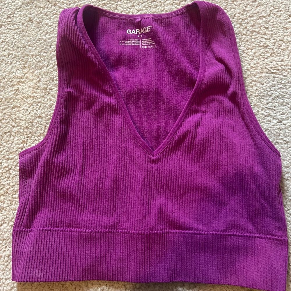 Garage Vivid Purple Ribbed Tank Top